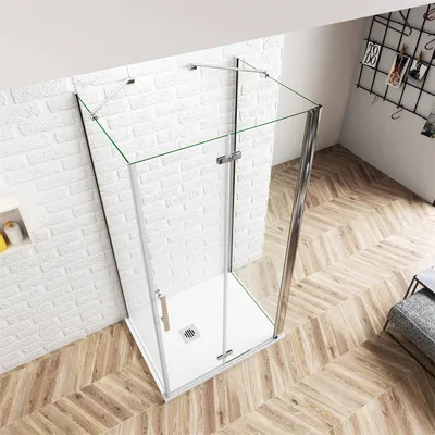 Produktbild von 85x70cm 195cm 6mm ESG Falttür Glastür U-Form Duschkabine Scharniertür Duschtür