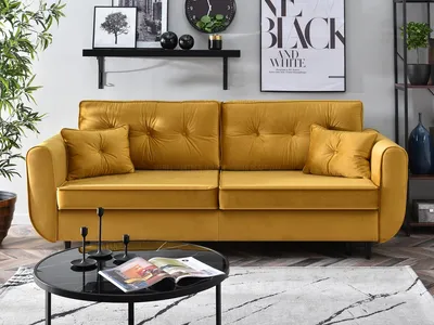 Zdjęcie produktu dla Sofa rozkładana LALESKA - miodowy / czarny