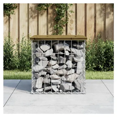 Produktbild von Sitzgelegenheit für den Außenbereich - Gartenbank im Gabionen-Design 43x44x42cm imprägniertes Kiefernholz
