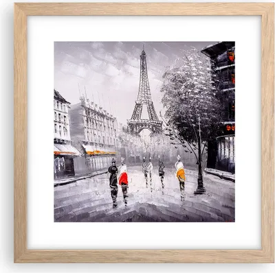 Produktbild von Gerahmtes Poster - Rahmen in heller Eiche - Architektur Paris Eiffle Frankreich - 30x30 cm - Wand Bild - Wanddeko - Wandbilder - Wandposter - Bilderrahmen - Bilder - Kunstdruck - P2NAC30x30-2961