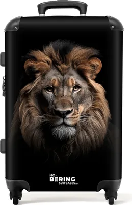 Produktbild von NoBoringSuitcases.com Koffer Mittelgroß 67x43x25 cm, Tiere auf schwarzem Hintergrund: Löwe, 60L