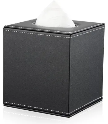 Produktbild von Taschentuchbox Kunstleder Quadratisch Schwarz 13,5 x 13,5 x 13,5 cm