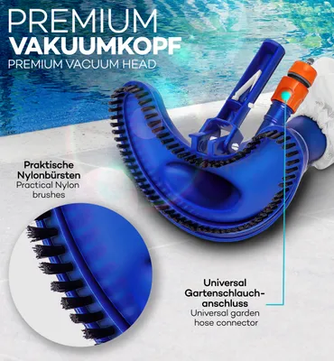 Produktbild von tillvex Pool Bodensauger Set | Poolsauger mit Saugbürste Teleskopstange Auffangsack Gartenschlauch-Anschluss Sauger | Venturibodensauger Reinigungsbürste