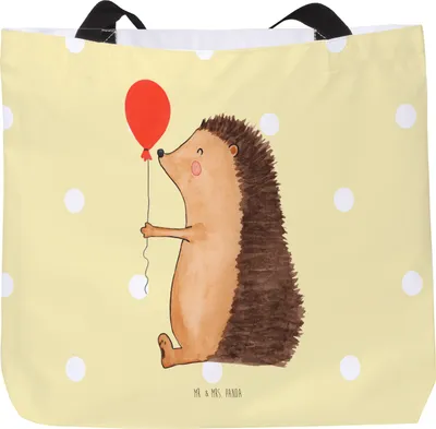 Produktbild von Mr. & Mrs. Panda Reisetasche Igel Luftballon - Gelb Pastell - Geschenk, Schultasche, Geburtstag, Strandtasche, Herzlichen Glückwunsch, Einkaufstasche, Ballon, Tasche