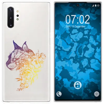 Produktbild von PhoneNatic Case kompatibel mit Samsung Galaxy Note 10+ Silikon-Hülle Floral Katze M2-3