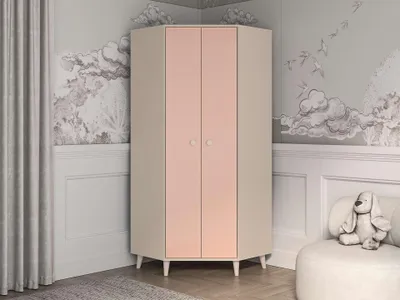 Produktbild von Eckkleiderschrank – Drehtürenschrank – Schlafzimmerschrank – MEVEL 01 – Rosa – 80 cm – Moderner Drehtürenschrank mit Stauraum