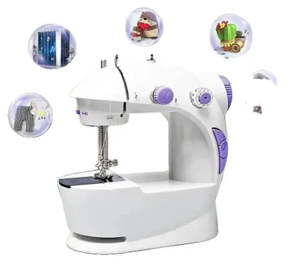 Image de Mini-machine à coudre, plastique ABS, 20 x 12 x 19 cm, batterie rechargeable, double fil, vitesse réglable
