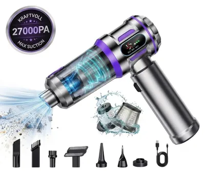 Produktbild von 27000Pa/120W Handstaubsauger Akku Kabellos, Upgrade Beutelloser Mini Auto Staubsauger, 4-in-1 Handsauger mit HEPA Filter & 3Stufen,für Auto & Haushalt