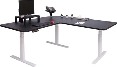 Produktbild von Eck-Schreibtisch MCW-D40, Bürotisch Computertisch elektrisch höhenverstellbar 178x178cm 84kg MVG  schwarz, weiß