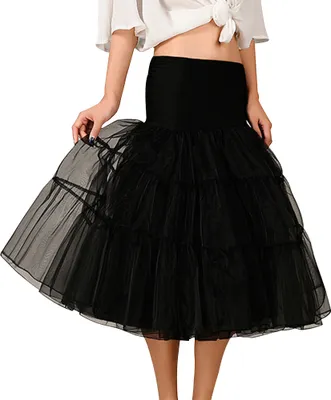Produktbild von Damen Tutu Rock 1950er Jahre Kurz Vintage Petticoats Blase Ballett Rock Tüll Halloween Kostüm Cosplay Party Weihnachten Tutu Rock,Schwarz,XL