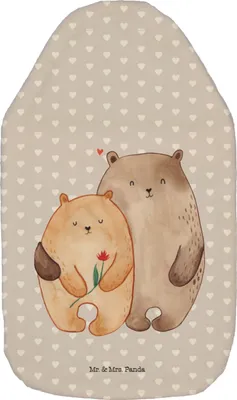 Produktbild von Mr. & Mrs. Panda Wärmflasche Bären Liebe - Grau Pastell - Geschenk, Wärmekissen, Wärmflaschen, Kuscheln, Flauschige, Verknallt, wärmebeutel, Freundin, Hochzeitstag, gummi