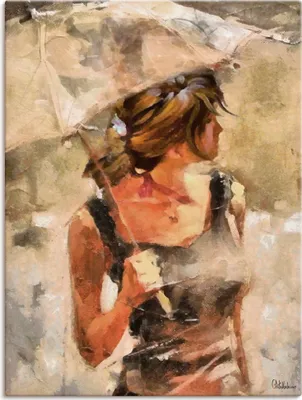 Produktbild von ARTland Leinwandbild Lady mit Regenschirm Größe: 45x60 cm