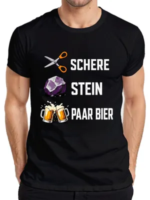 Produktbild von Schere Stein Paar Bier Lustig Saufen Vatertag Statement Sarkasmus Herren T-Shirt, Schwarz, XL