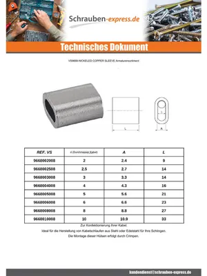 Produktbild von Langmutter Für Kabel Durchmesser 3 Kupfer Vernickelt
