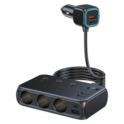 Zdjęcie produktu dla Adapter do zapalniczki samochodowej, 171 W, 3-drożny rozdzielacz zasilania, adapter ładowarki samochodowej, rozdzielacz zapalniczki samochodowej