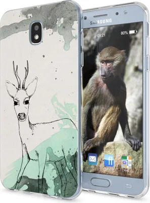 Produktbild von Samsung J3 2017 EU-Modell Silikon Hülle von NALIA, Motiv Handy Case Cover Bumper Deer
