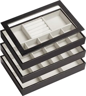 Produktbild von Famanu Schmucklade stapelbar - Platten Schmuckkasten zur Aufbewahrung von Schmuck
