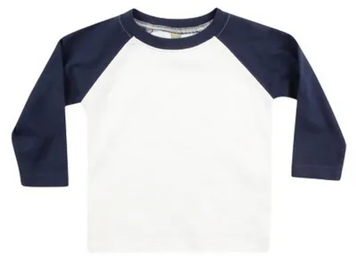 Imagen del producto de Larkwood - Camiseta para bebé, estilo béisbol, de manga larga, modelo LT4210 (92) (Blanco/Azul marino)
