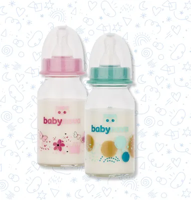 Obrázok produktu pre Baby Nova Dojčenská sklenená fľaša so štandardným hrdlom 0-24m 120 ml