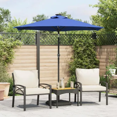 Image de vidaXL Parasol avec mât en acier bleu azur 225x225x212 cm