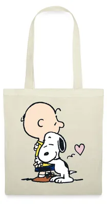 Produktbild von Spreadshirt Peanuts Snoopy Umarmt Charlie Brown Stoffbeutel, One size, Natur