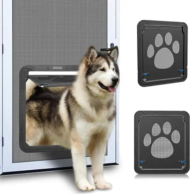 Produktbild von Hunde-Fliegengittertür, Innentürklappe 12x14x0,4 Zoll, abschließbare Haustier-Fliegengittertür, magnetische selbstschließende Fliegengittertür mit Verriegelungsfunktion, robuste Fliegengittertür für Hunde und Katzen