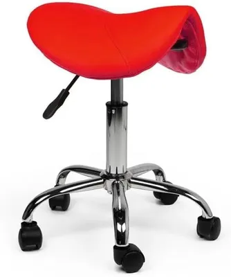 Imagen del producto de Taburete con respaldo ergonómico, con altura ajustable de 40 a 57 cm, con ruedas, ideal para salones de belleza y oficinas