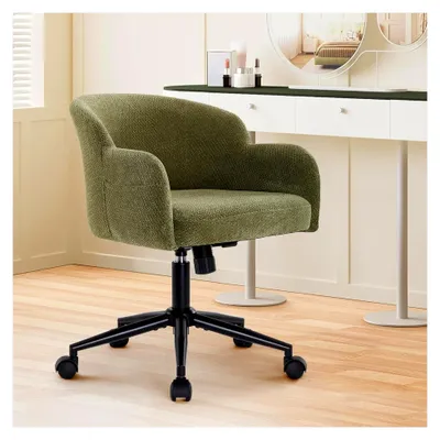 Produktbild von Ergonomischer Bürostuhl mit Seitentasche, Höhenverstellbarer Schminkstuhl für Homeoffice, Schlafzimmer und Ankleidezimmer (Grün)