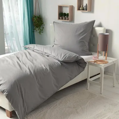 Produktbild von Traumschlaf Melange Bettwäsche 155x220 cm + 80x80 cm grau