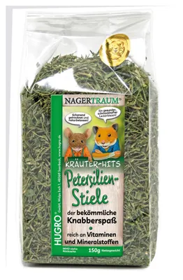 Produktbild von HUGRO NT Petersilienstiele | für Hamster, Meerschweinchen, Kaninchen, Ratten, Degus, Chinchillas, Mäuse | 100 % Petersilienstile getrocknet