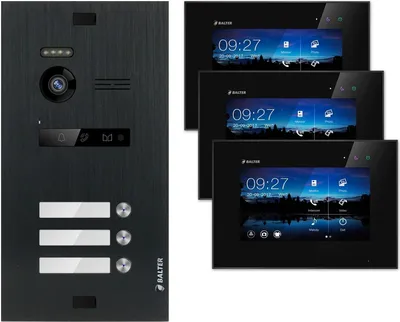 Produktbild von BALTER EVO Video Türsprechanlagen Schwarz Set 2-Draht BUS 7" LCD Monitor für 3 Familienhaus