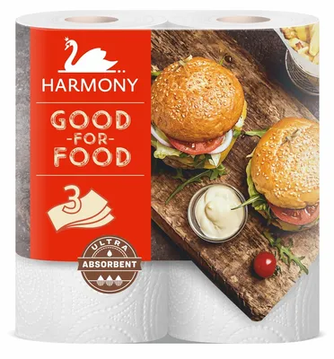 Obrázek produktu pro Papírová utěrka v roli Harmony Good For Food Burger 3-vrstvý, 2 x 16 m / 2 ks