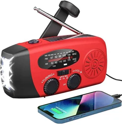 Zdjęcie produktu dla Słoneczne radio awaryjne z korbką, latarką LED, AM/FM/WB, akumulatorem 2000 mAh