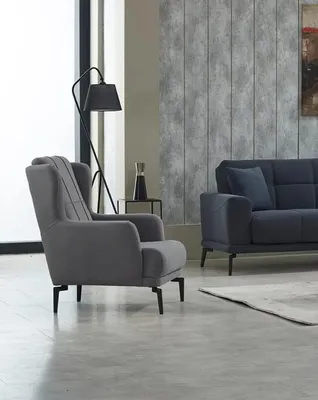 Produktbild von Polstersessel Sitzer Sessel Stoff Wohnzimmer Design Grau Einsitzer