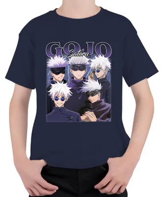 Zdjęcie produktu dla Gojo Satoru Jujutsu Kaisen Blindfold White Hair Anime Gift Uni Koszulka dziecięca, Granatowy, 128