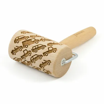 Produktbild von Folkroll Teigrolle Autos, mini, 9.5 cm, Nudelholz, Prägerolle, Muster, Motiv, Rolle, Buchenholz, 332894