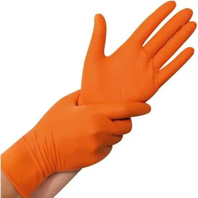 Zdjęcie produktu dla Hygostar 270805 Nitrilhandschuhe Power Grip orange Gr. 10/XL puderfrei
