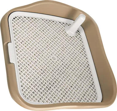 Image de Tapis éducateur pour chien avec rebords surélevés, grille amovible et poteaux pour éviter les éclaboussures, grand espace, toilettes pour chien, café