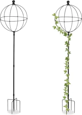 Produktbild von Famanu Pflanzenstütze Set von 2 - 174 x 42 cm - Metall - Freistehende Rankhilfe - Schwarz