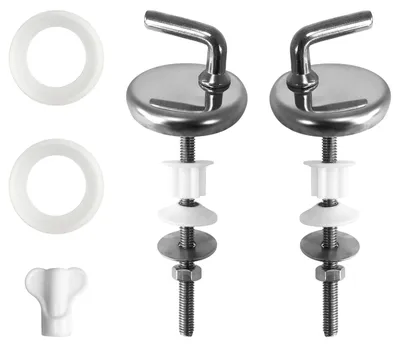 Produktbild von Toilettbrillen Scharnier Befestigungsset, Edelstahl, mit Gummizubehör, für Duroplast Toilettensitze