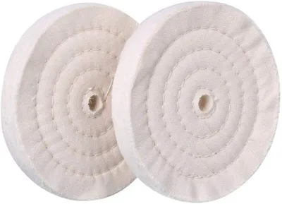 Produktbild von 150 mm (6 Zoll) Extra dicke Polierscheiben Baumwolle Schwabbelscheibe 70-lagigfür Tischschleifmaschine Werkzeug mit 1/2“ (12.7 mm) Bohrung 2 Stück