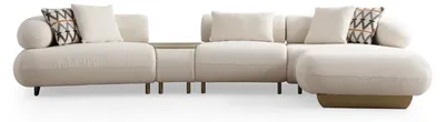 Zdjęcie produktu dla Nowoczesna beżowa rozkładana sofa do salonu luksusowa sofa z tkaniny