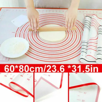Produktbild von 60x80 Kuchen Teig Matte Silikon Rollmatte Gebäck Ton Fondant Backblech Küche