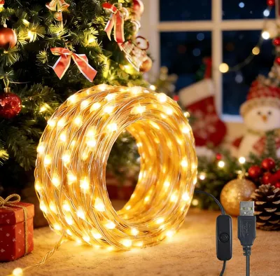 Productafbeelding van LED-lichtsnoer USB - 5 m 50 LED waterdichte draad lichtketting met schakelaar - Kamer - Feest - Bruiloft decoratie