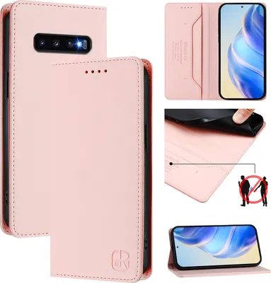 Produktbild von Lederhülle für Samsung Galaxy S10+ Hülle Flip Brieftasche Kartenfächern Ständer Schutzhülle Pink