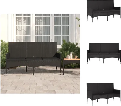 Produktbild von vidaXL Gartenbank 3-Sitzer mit Kissen Schwarz Poly Rattan -  Gartenbänke