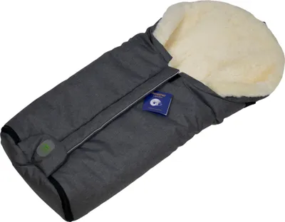 Produktbild von Lammfell Fußsack ESKIMO für Kinderwagen und Buggy Grau Vollfell