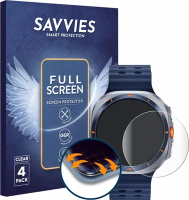 Produktbild von 4x Savvies Fullscreen Schutzfolie für Samsung Galaxy Watch Ultra 2 (47 mm) Displayschutz Folie Fullcover Klar Transparent