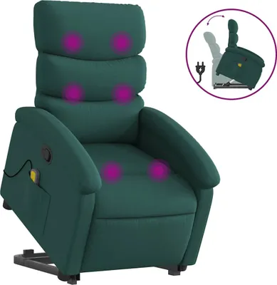 Obrázok produktu pre vidaXL Masážne kreslo s oporou na stúpanie Tmavo zelená látka