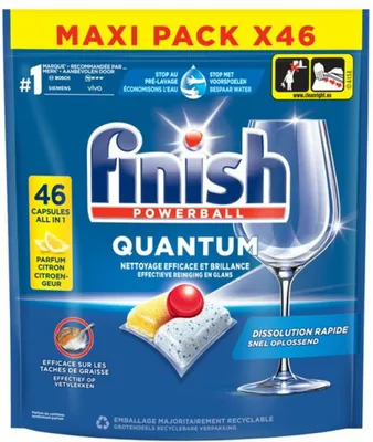 Produktbild von Finish - Geschirrspülmittel - Quantum Geschirrspültabs Zitrone - Tiefenreinigung & Frische - 46 Kapseln - 1 Stück